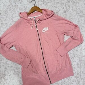 Nike Women's Light Pink Full Zip Hoodie with Logo